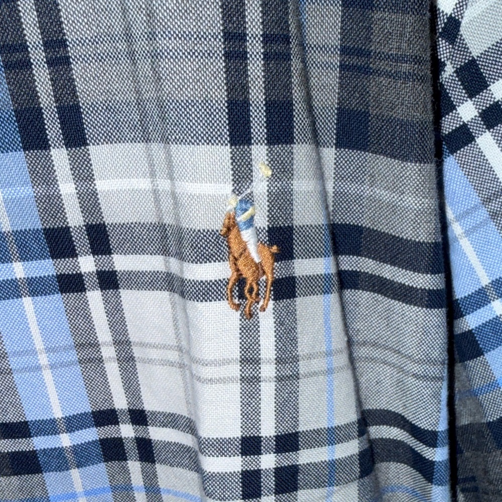 Polo Ralph Lauren Navy and White Plaid Shirt - Like New - Picture 3 of 5